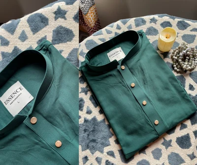 Classical Lilen Panjabi Dark Green