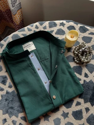Classical Lilen Panjabi Dark Green